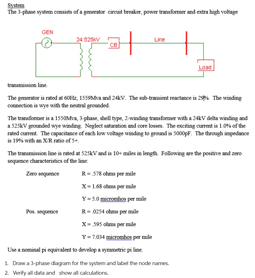 SOLVED System The 3phase system consists of a generator circuit