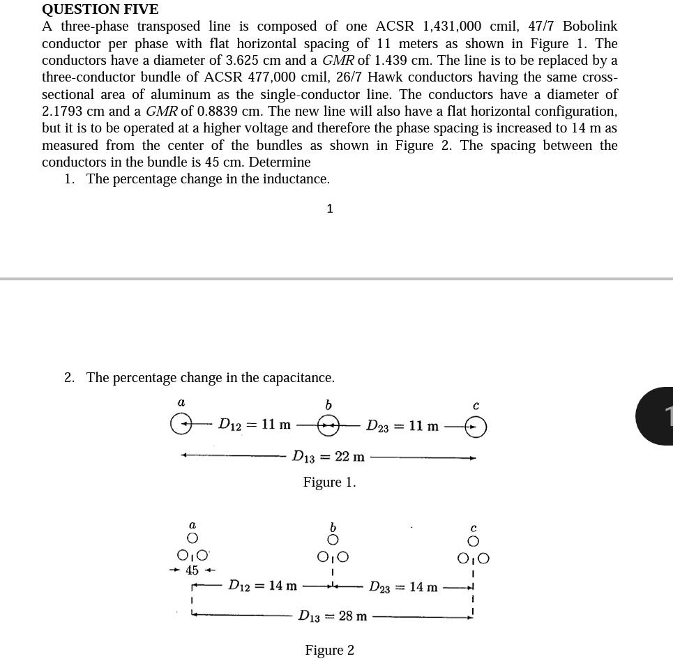 SOLVED QUESTION FIVE A Three phase Transposed Line Is Composed Of One 