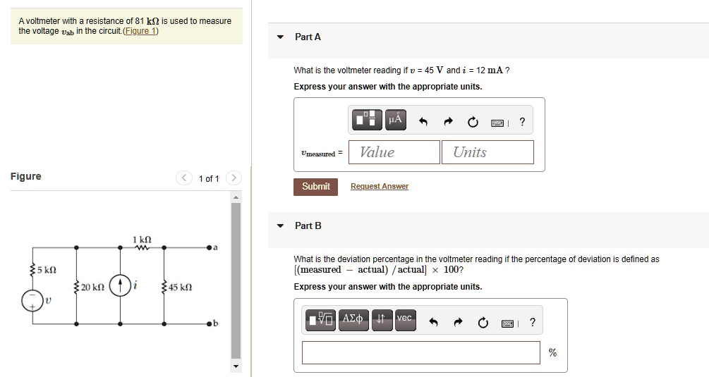 SOLVED A voltmeter with a resistance of 81 kÎ© is used to measure