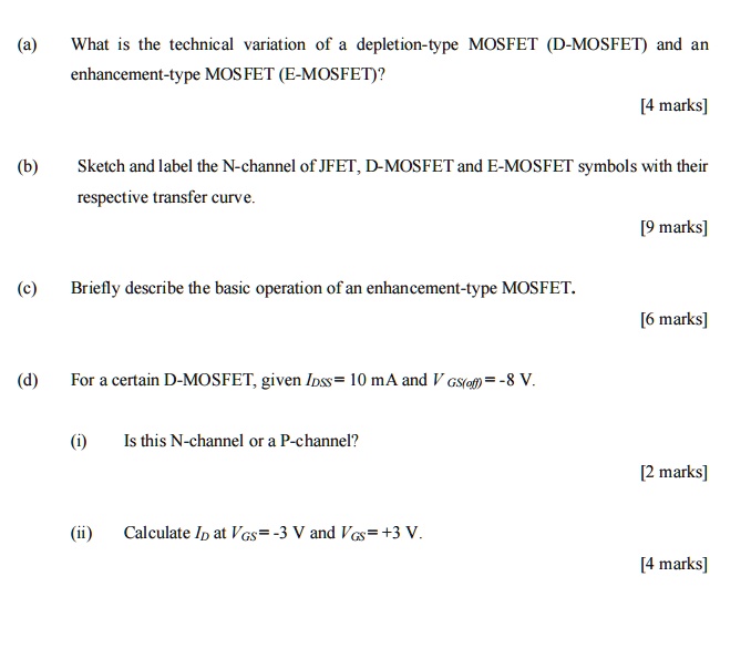 SOLVED What is the technical variation of depletiontype MOSFET (D