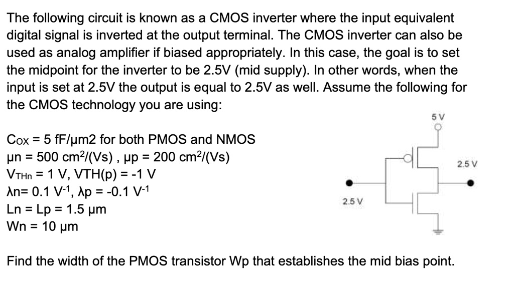 The following circuit is known as a CMOS inverter where the input ...