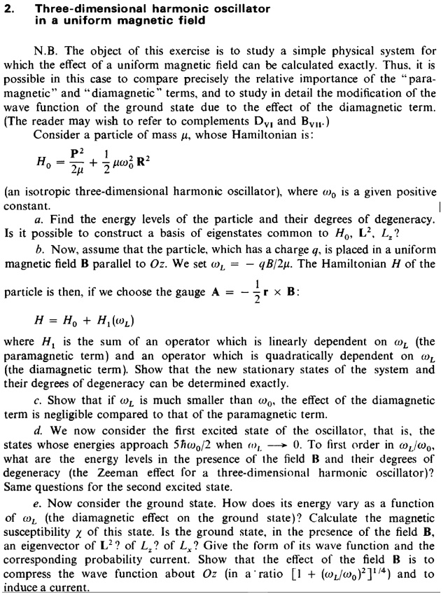 Solved Three Dimensional Harmonic Oscillator In A Uniform Magnetic