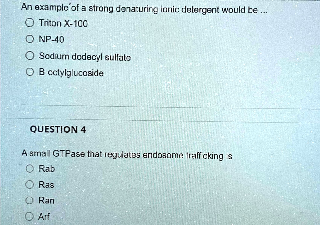 SOLVED An example of a strong denaturing ionic detergent would be