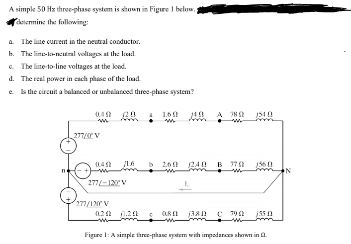 SOLVED: A simple 50 Hz three-phase system is shown in Figure 1 below ...