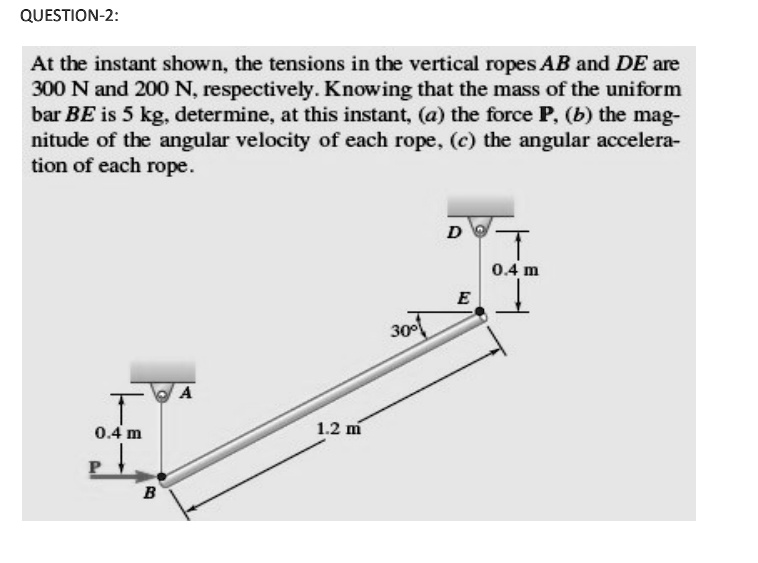 SOLVED: QUESTION-2: At The Instant Shown, The Tensions In The Vertical ...