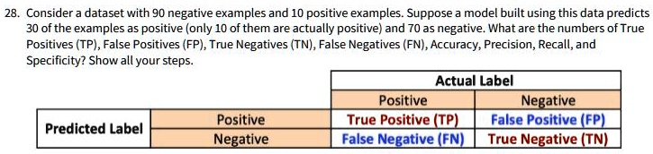 SOLVED: Consider a dataset with 90 negative examples and 10 positive ...