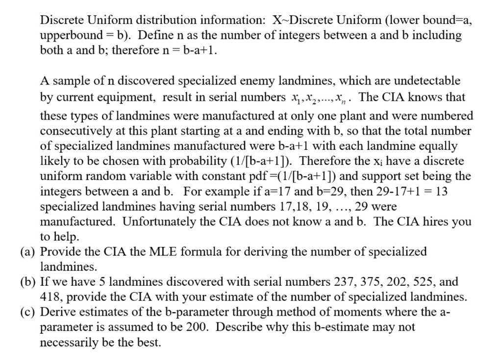 SOLVED Discrete Uniform distribution information X Discrete Uniform