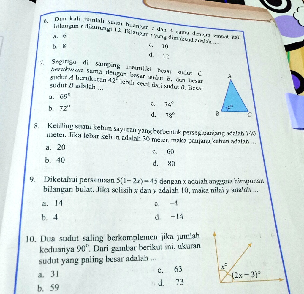 SOLVED: Tolong Jawaban Dan Caranya Yak Kakak" Yg Baik Dua Kali Jumlah ...