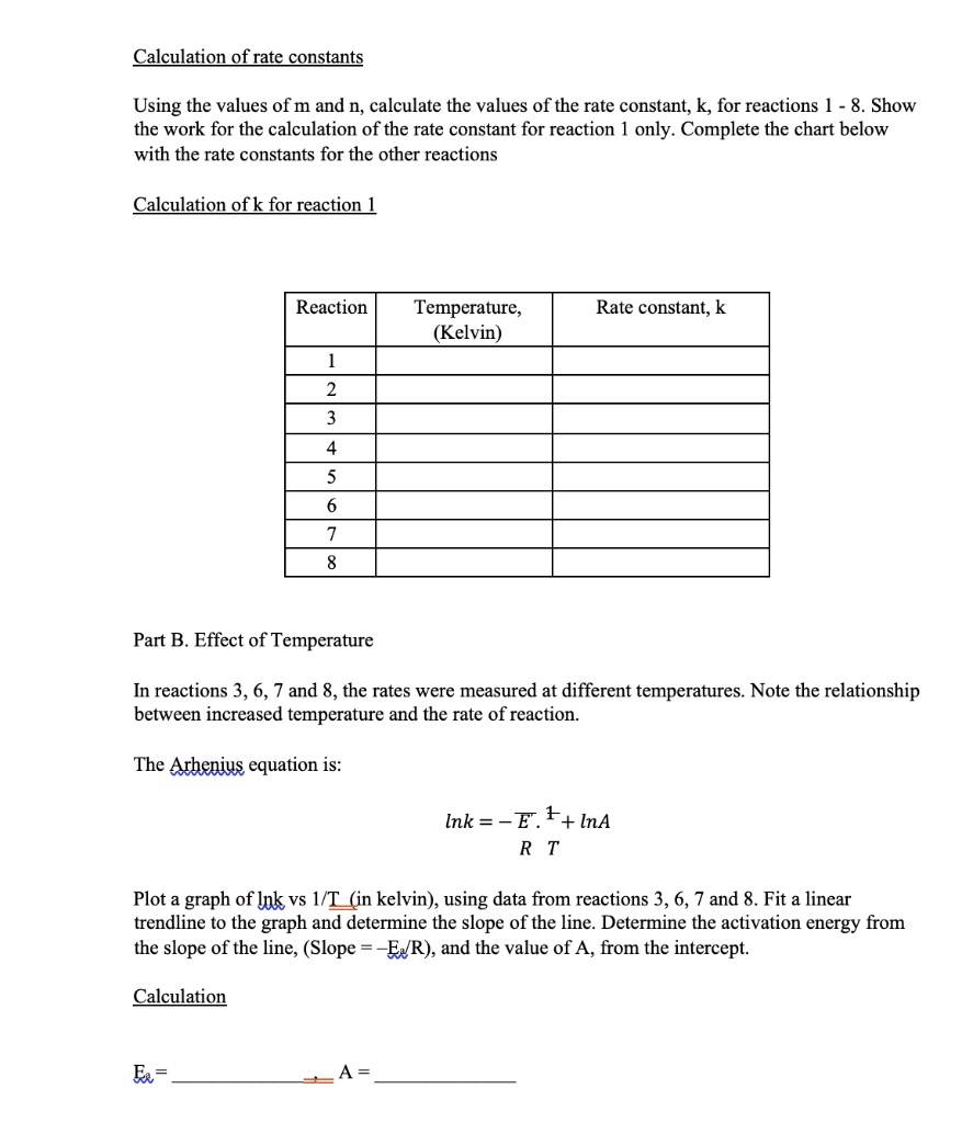 calculation of rate constants using the values of m and n calculate the ...