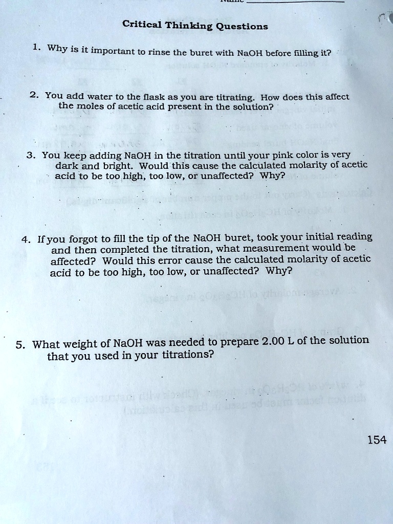 SOLVED Why is it important to rinse the buret with NaOH before filling