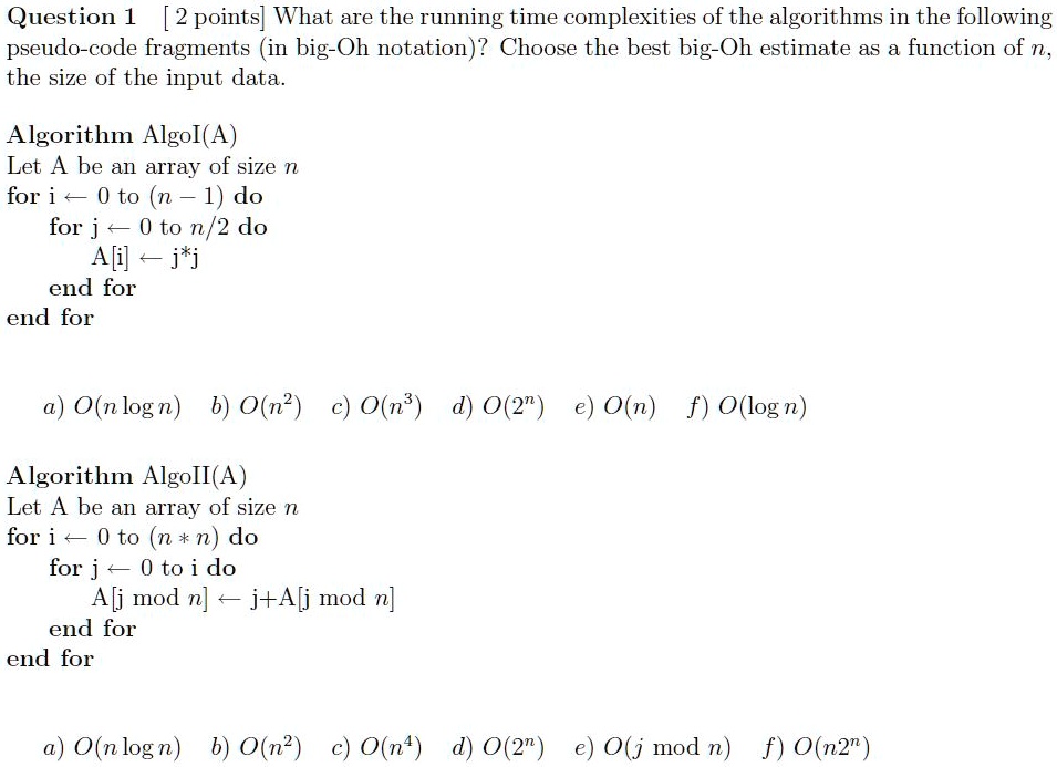 Running Time of Algorithms