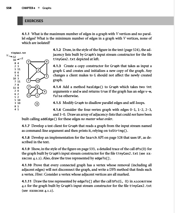 SOLVED: CHAPTER 4 Graphs EXERCISES 4.1.1 What is the maximum number of ...