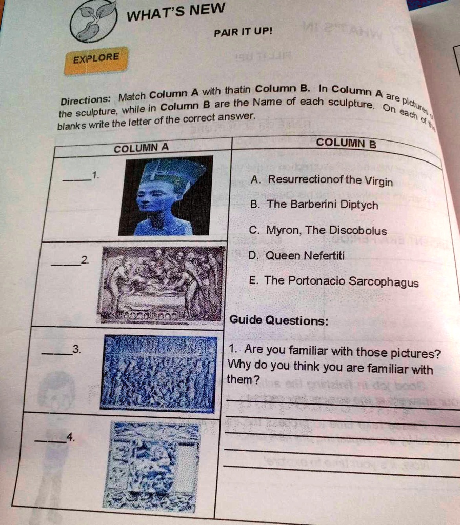 SOLVED Directions Match Column A with that in Column B. In Column A