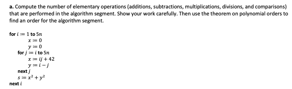 Compute Meaning In Math a compute the number of elementary operations additions subtractions ...