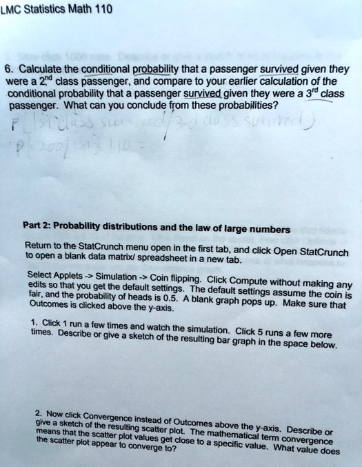 LMC Statistics Math 110 6. Calculate the conditional...