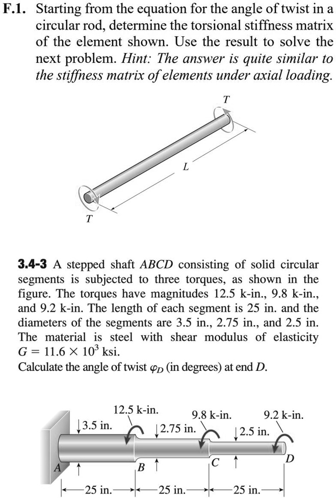 SOLVED: Text: Must use stiffness matrix to solve both parts F.1 ...