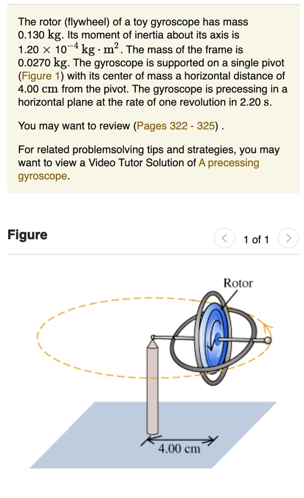 SOLVEDThe rotor (flywheel) of a toy gyroscope has mass 0.130 kg Its