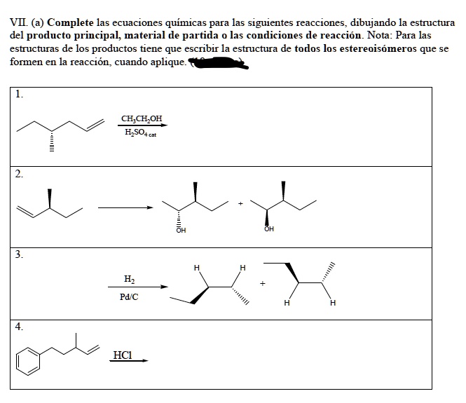 SOLVED: VIL () Complete las ecuaciones quimicas para las siguientes ...