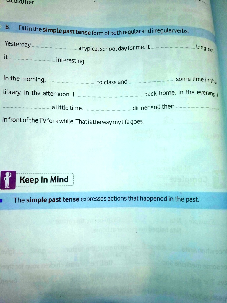 SOLVED: 'fill in the simple past tense form of both regular and ...