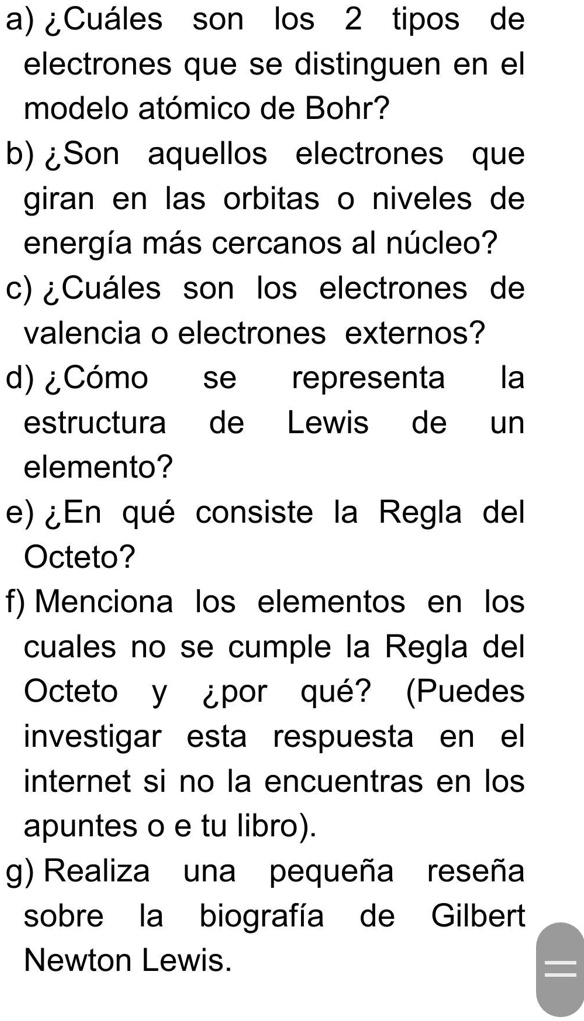 SOLVED: hola buenos días me podrían ayudar no tengo mucho tiempo para  entregarla :( a) iCuáles son los 2 tipos de electrones que se distinguen en  el modelo atómico de Bohr? b)