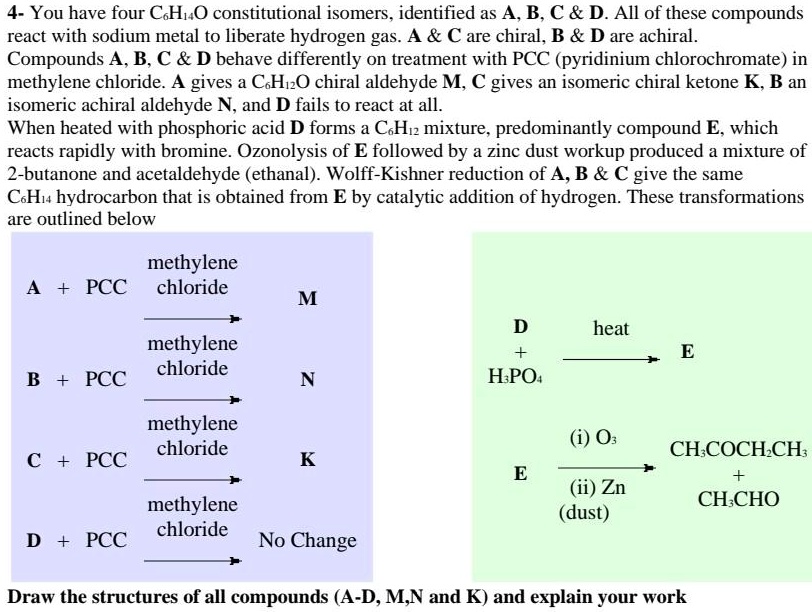 SOLVED:4- You have four CH,0 constitutional isomers, identified as A, B ...