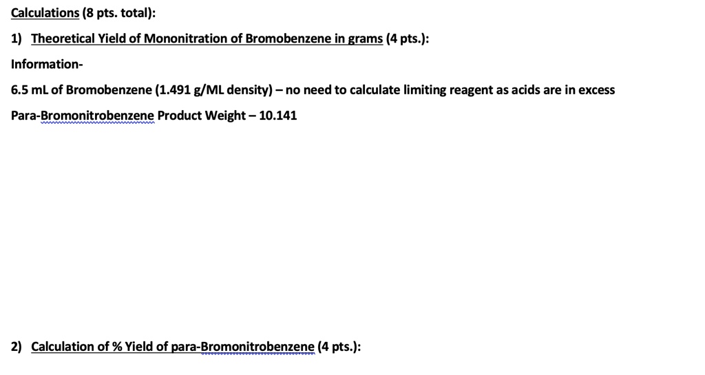 SOLVEDCalculations (8 pts total) 1) Theoretical Yield of