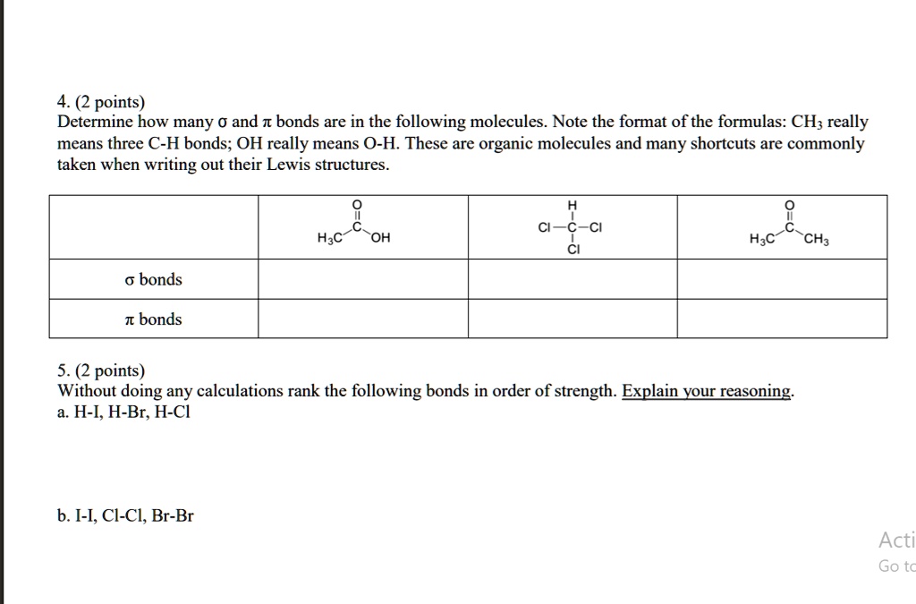 SOLVED:4. (2 points) Determine how many 0 and t bonds are in the ...