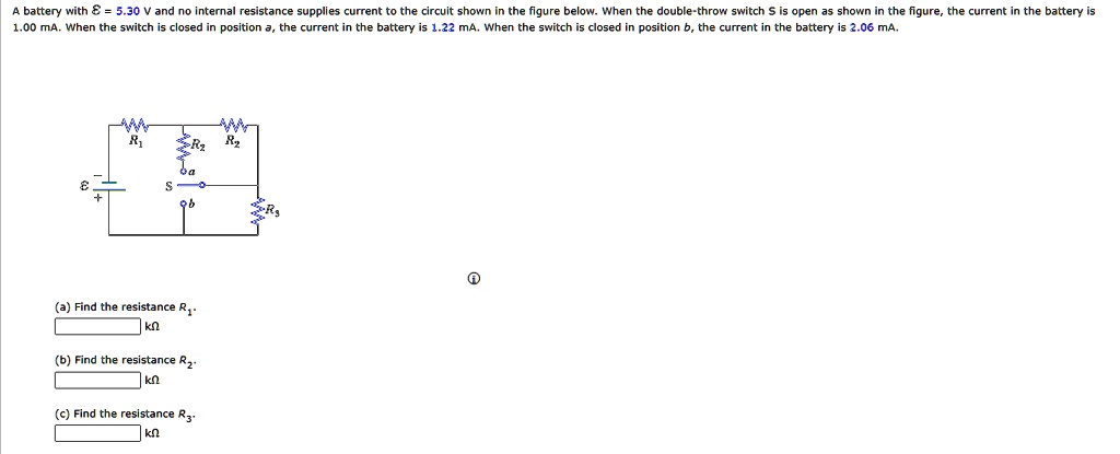 SOLVED: A battery with e m f = 5.30 V and no internal resistance ...
