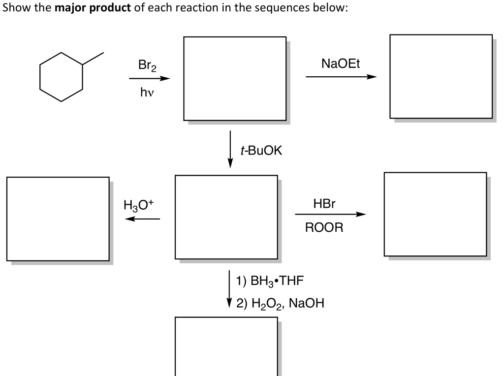 SOLVED: Show the major product of each reaction in the sequences below ...