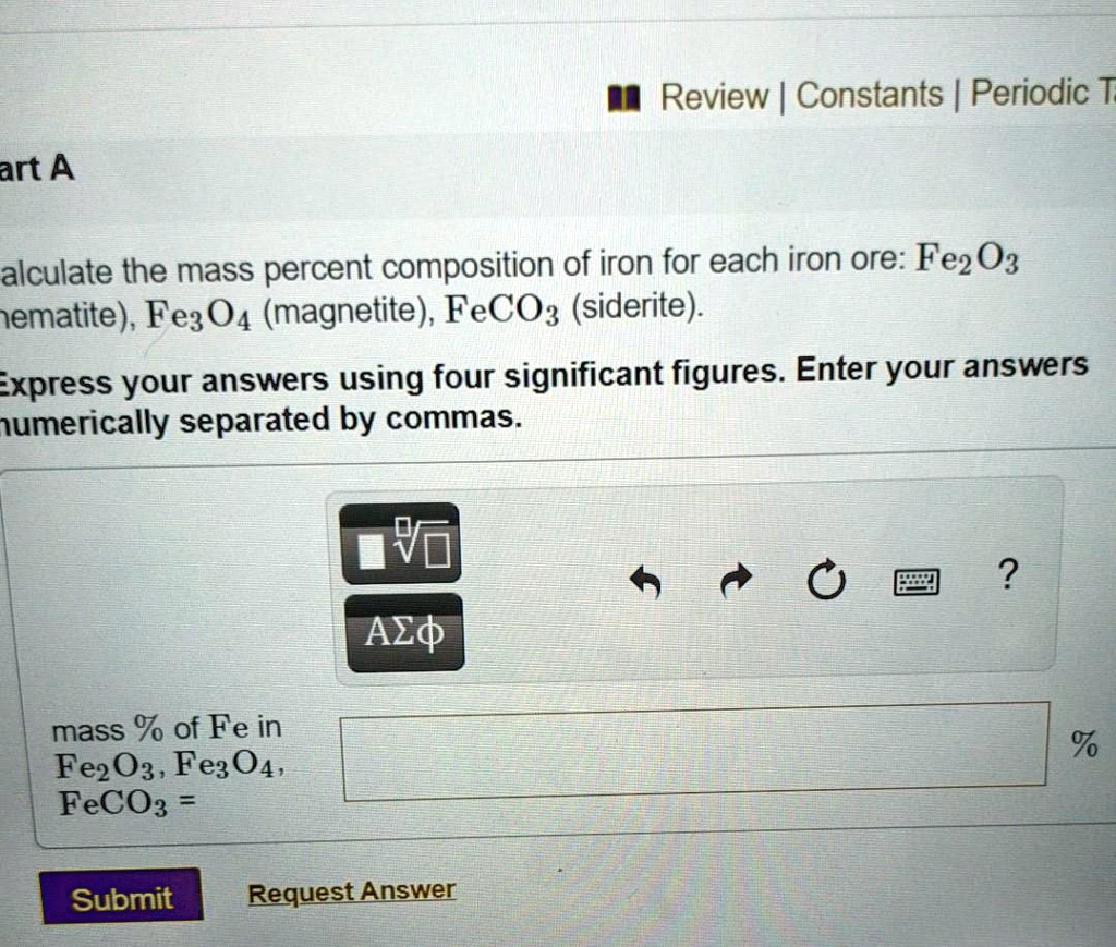 SOLVED Calculate The Mass Percent Composition Of Iron For Each Iron