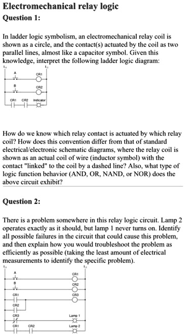 SOLVED: Electromechanical relay logic Question 1: In ladder logic ...