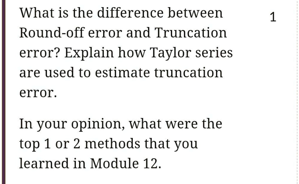 What is the difference between Round-off error and Truncation error ...