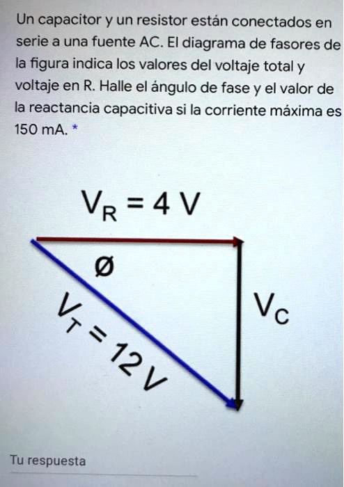 SOLVED: Find the phase angle and the capacitive reactance value if the ...