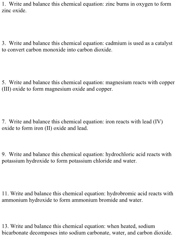 SOLVED Write and balance this chemical equation zinc burns in oxygen