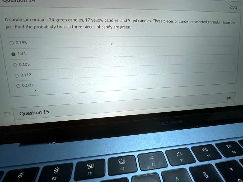 SOLVED A candy jar contains 24 green candies, 17 yellow candies, and 9