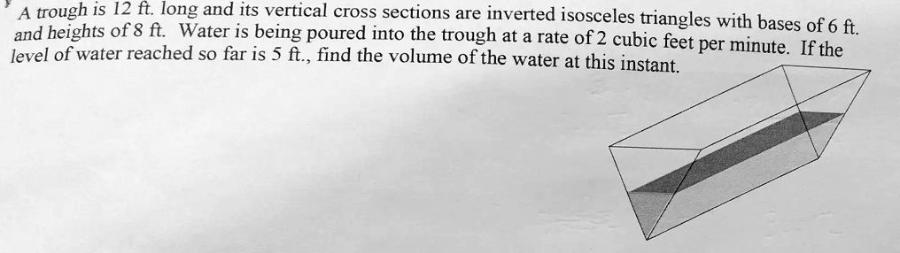 A trough is 12 ft Fong and its vertical cross sections are inverted ...