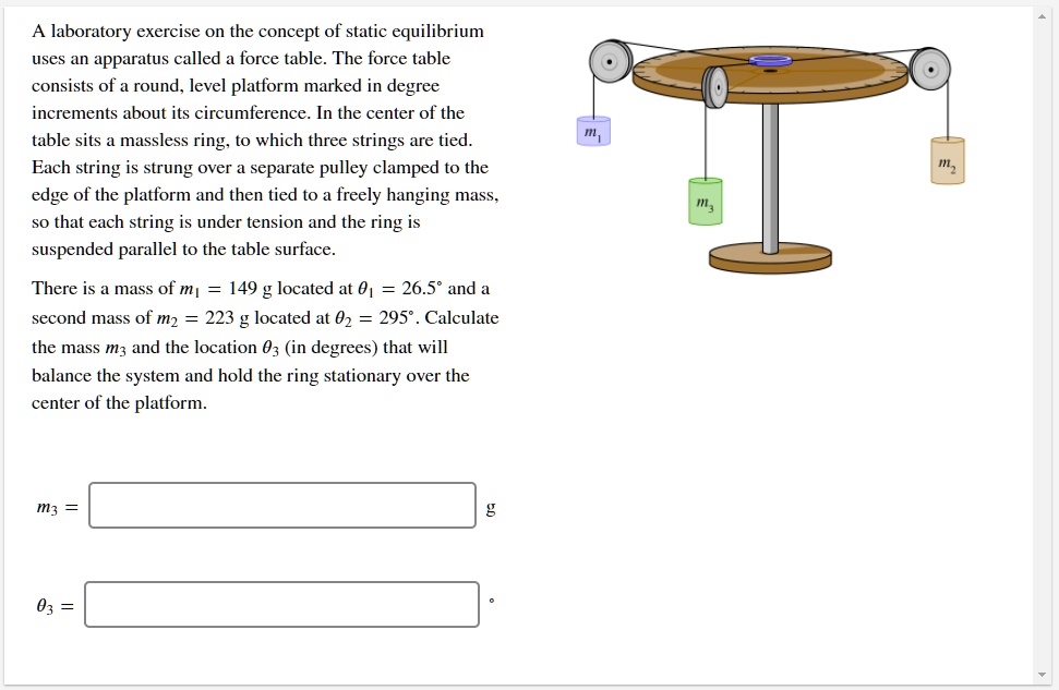 a laboratory exercise on the concept of static equilibrium uses an ...
