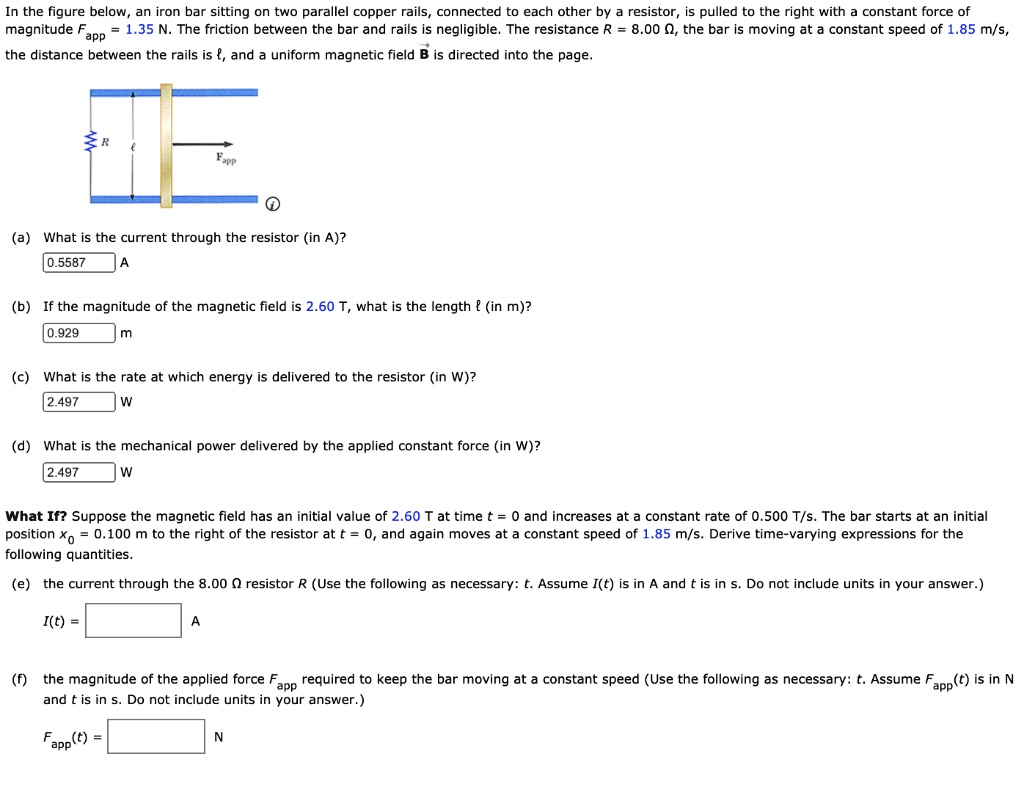 SOLVED: In the figure below an iron bar sitting on two parallel copper ...