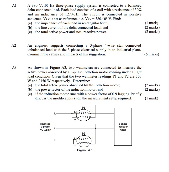 Solved a 380 v 50 hz three phase supply system is connected to a