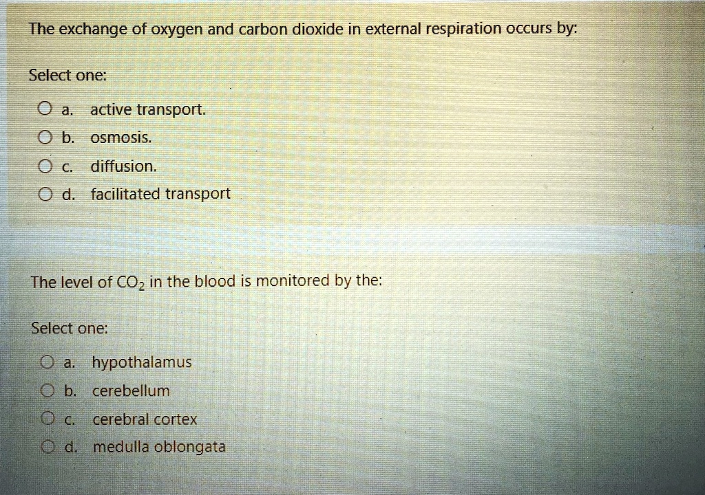 SOLVED: The exchange of oxygen and carbon dioxide in external ...