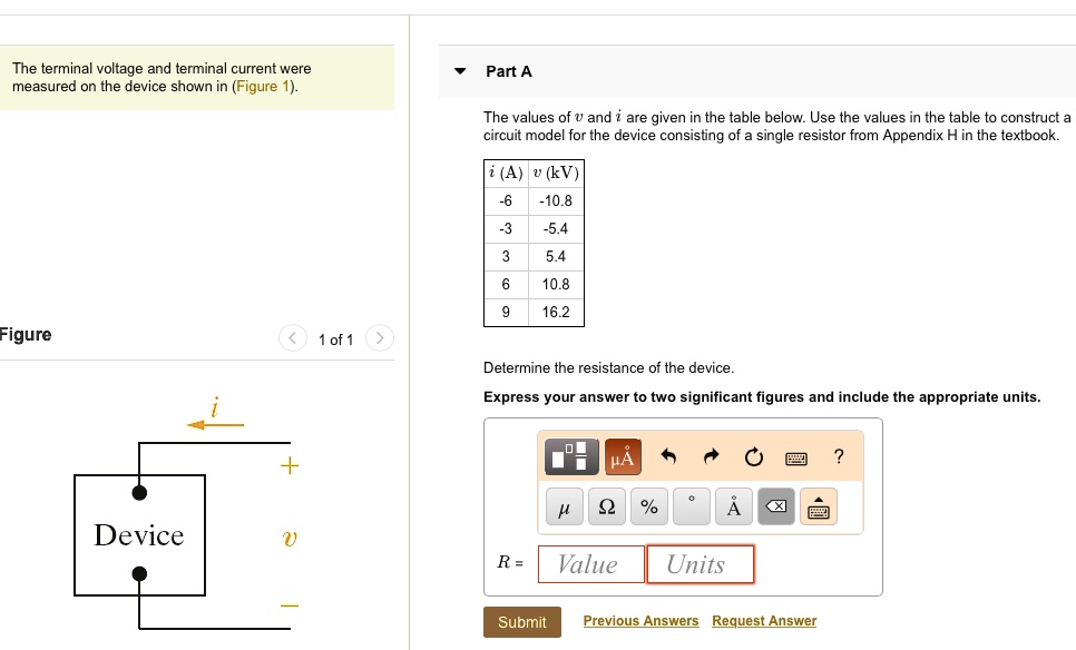 SOLVED: The Terminal Voltage And Terminal Current Were Measured On The ...