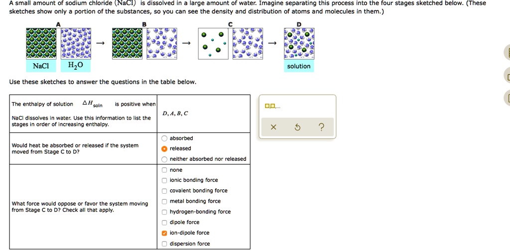 SOLVED A small amount of sodium chloride (NaCl) dissolved in a large