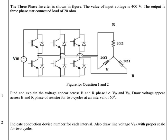 The Three Phase Inverter is shown in figure. The value of input voltage ...