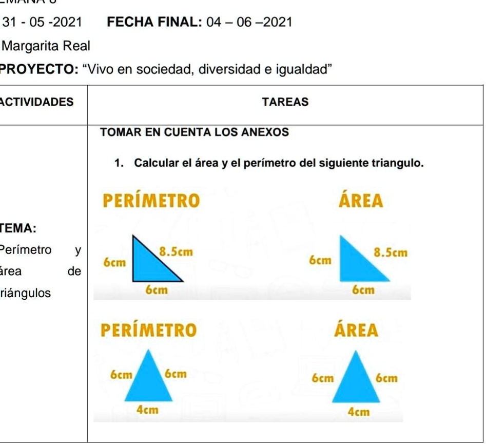 SOLVED: Calcular El área Y El Perímetro Del Siguiente Triangulo. 31 05 ...