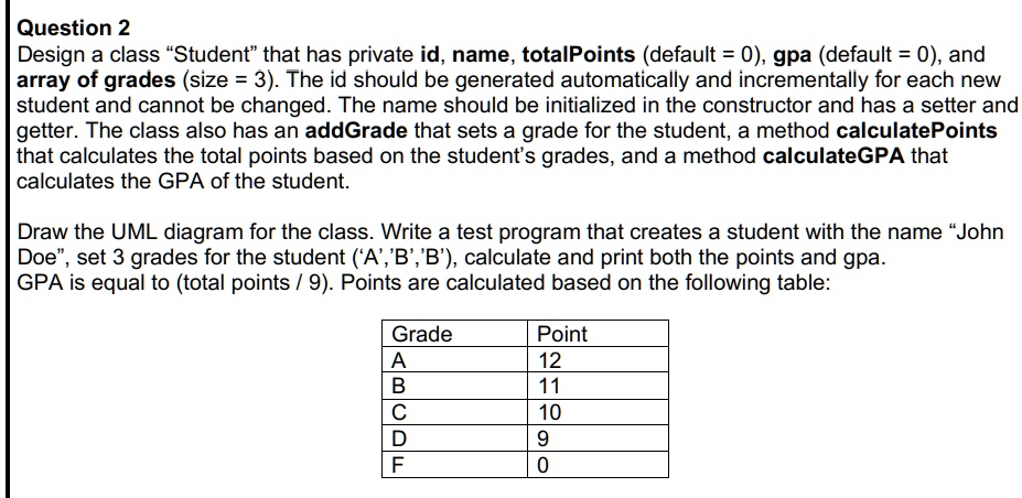 In Java Question 2: Design a class 