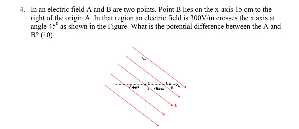 in an electric field a and b are two points point b lies on the x axis ...