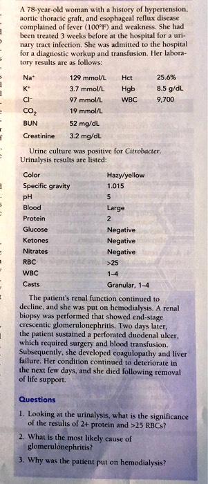 SOLVED: A 78-year-old woman with a history of hypertension, aortic ...