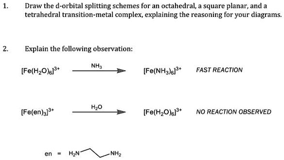 draw the d orbital splitting schemes for an octahedral square planar ...