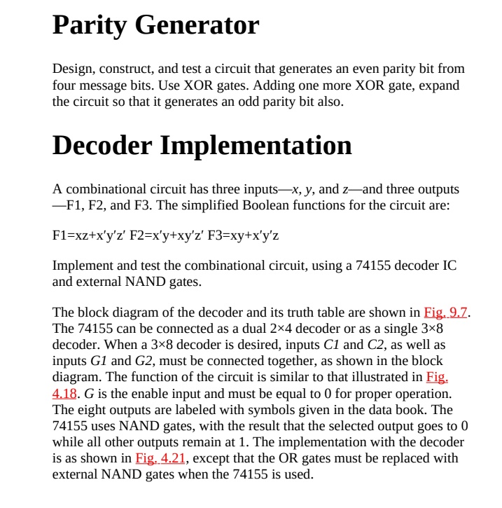 Solved Parity Generator Design Construct And Test A Circuit That Generates An Even Parity Bit