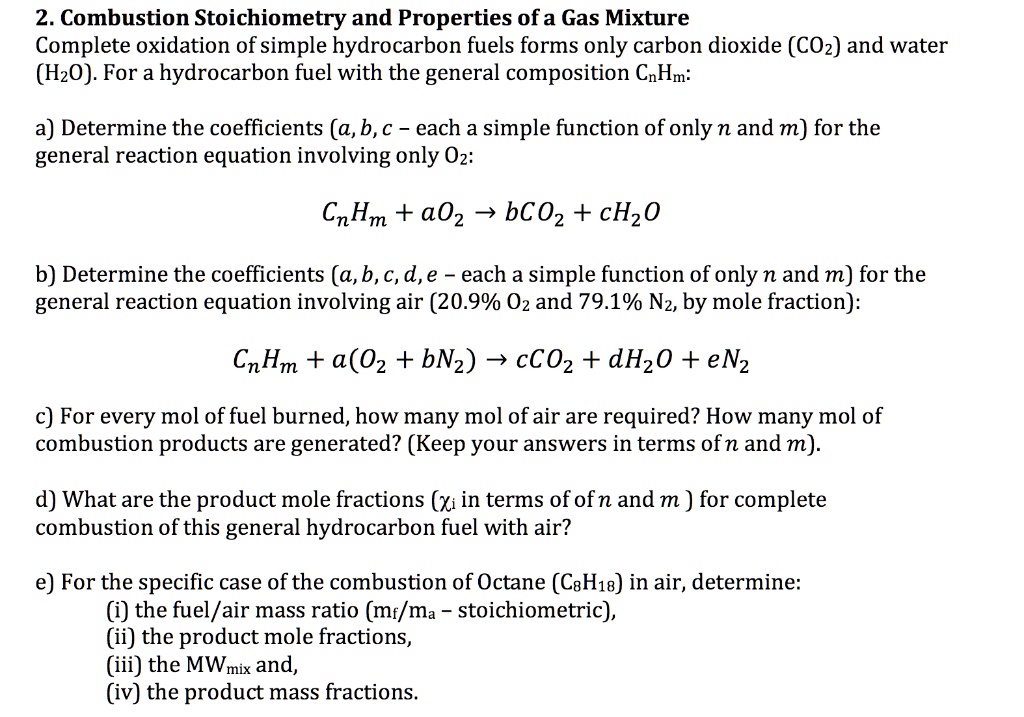 SOLVED2. Combustion Stoichiometry and Properties ofa Gas Mixture